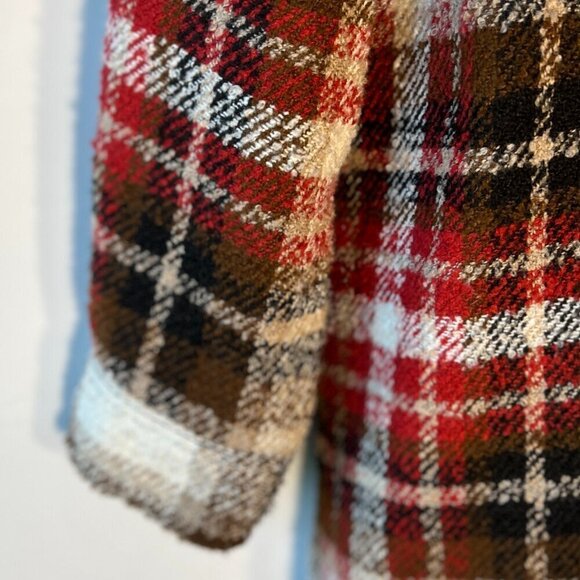 Maurices SZXXL Chunky Plaid Coat Toggles Sherpa Collar Western Preppy Ranch - Picture 5 of 12